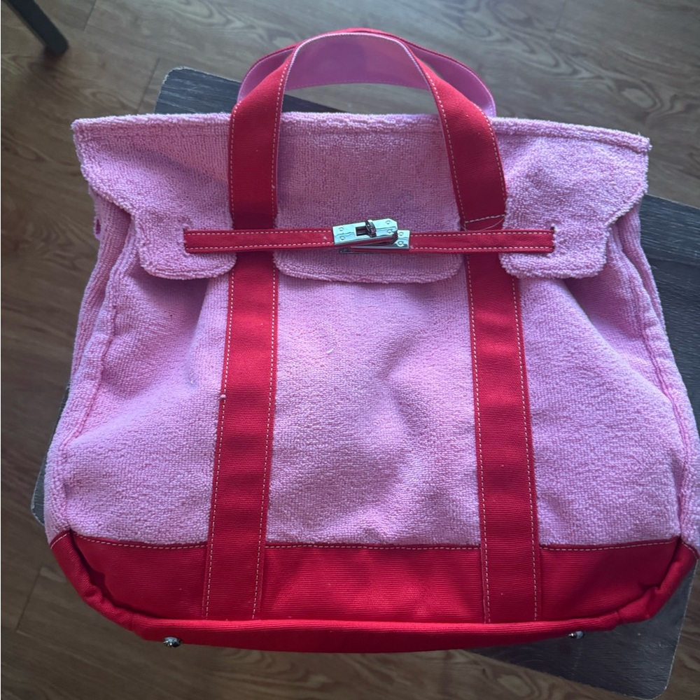 Pink and Red Women’s Tote Bag - Soft terry Fabric Carryall
